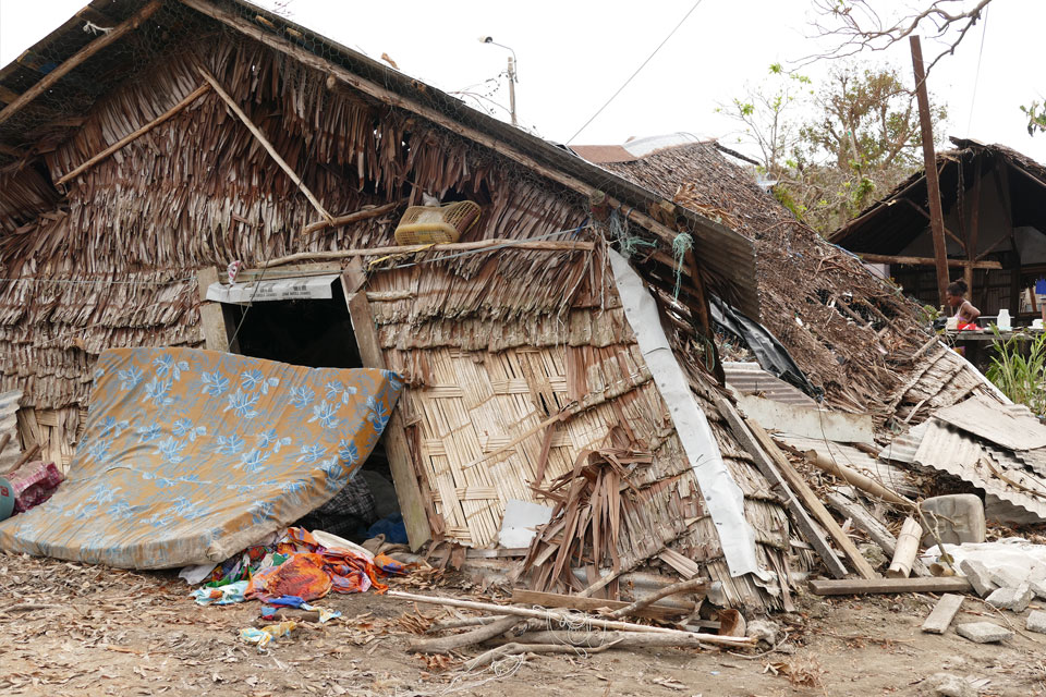 A house in Vanuatu after a cyclone. 